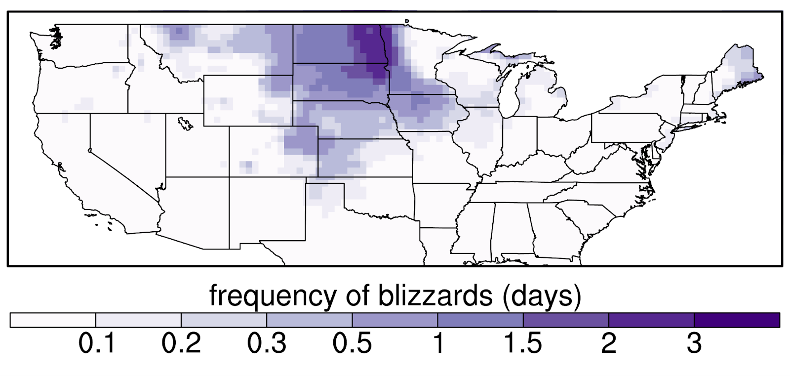 Frequency of blizzards