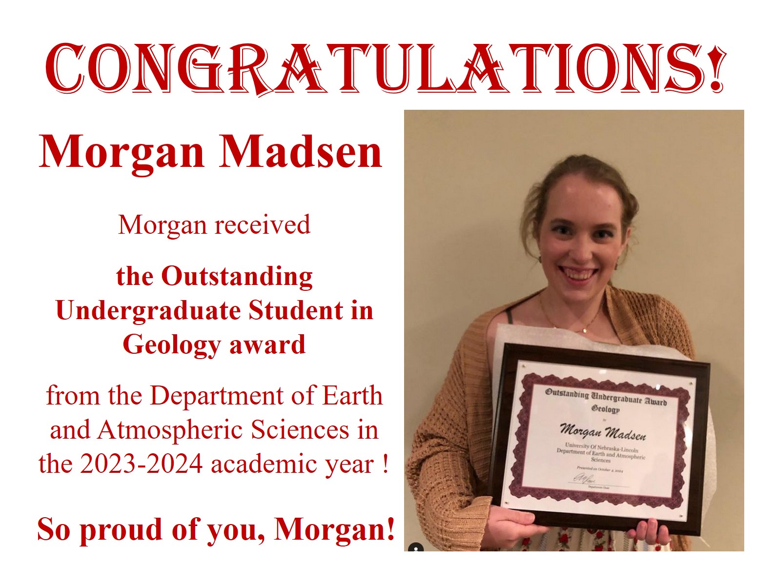 Congratulations Morgan Madsen